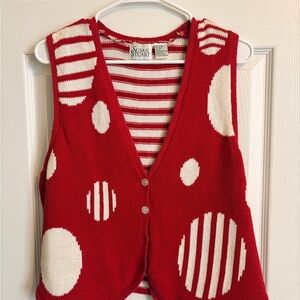 Red and White Polka Dot Knit Vest